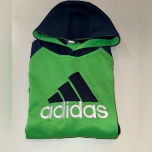 Boys Adidas Neon Green and Navy Hoodie